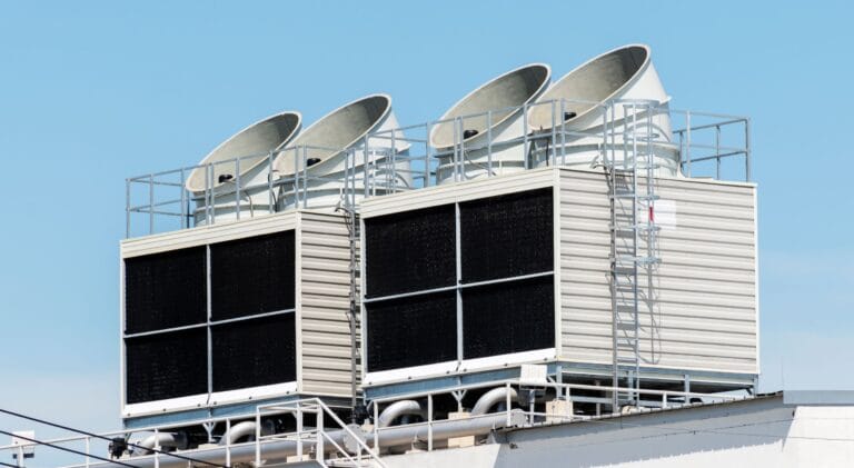 urban cityscape cooling tower